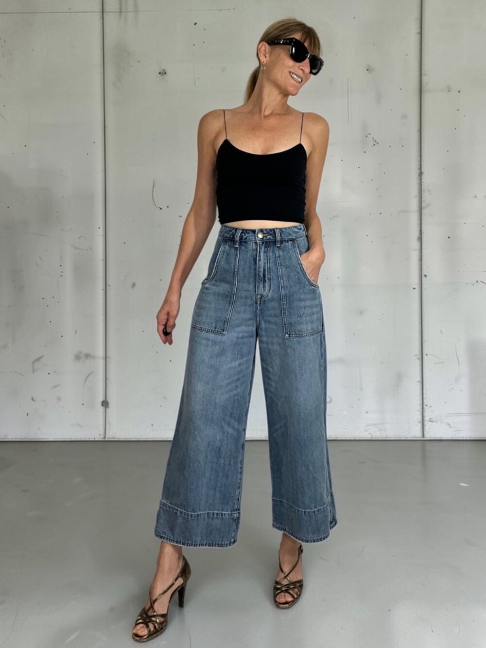 Joie Rosetta Wide Crop Jean 25 Crosby Wash Blue High Rise